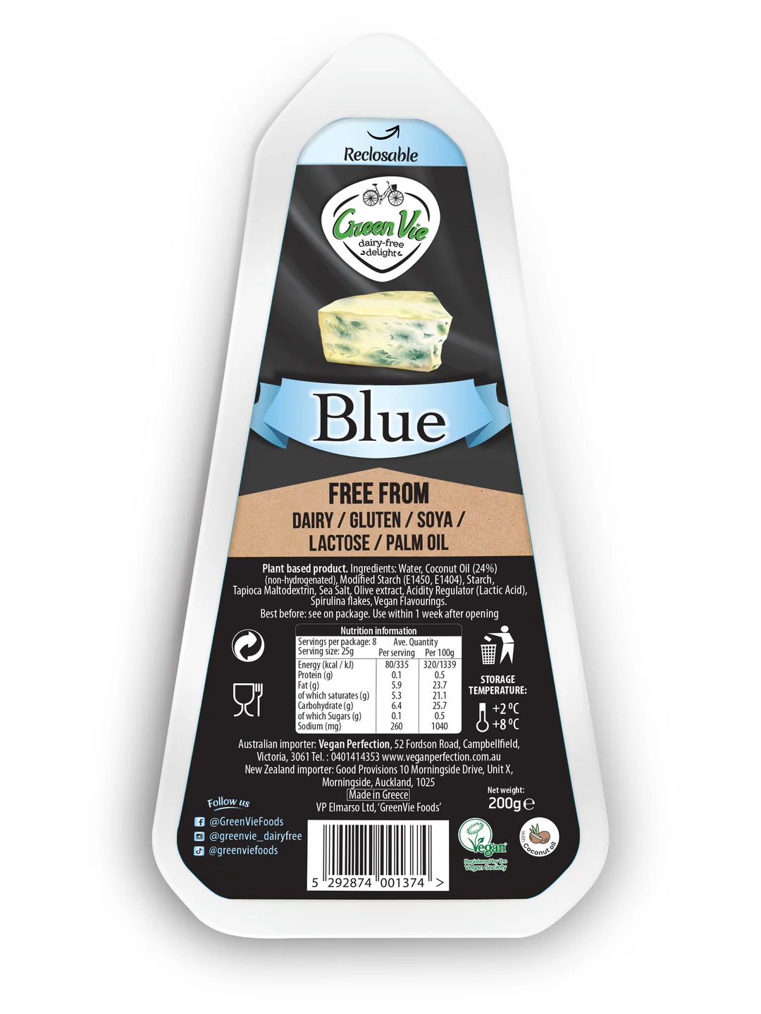 Green Vie Vegan Blue Cheese Block 200g - CHILLED